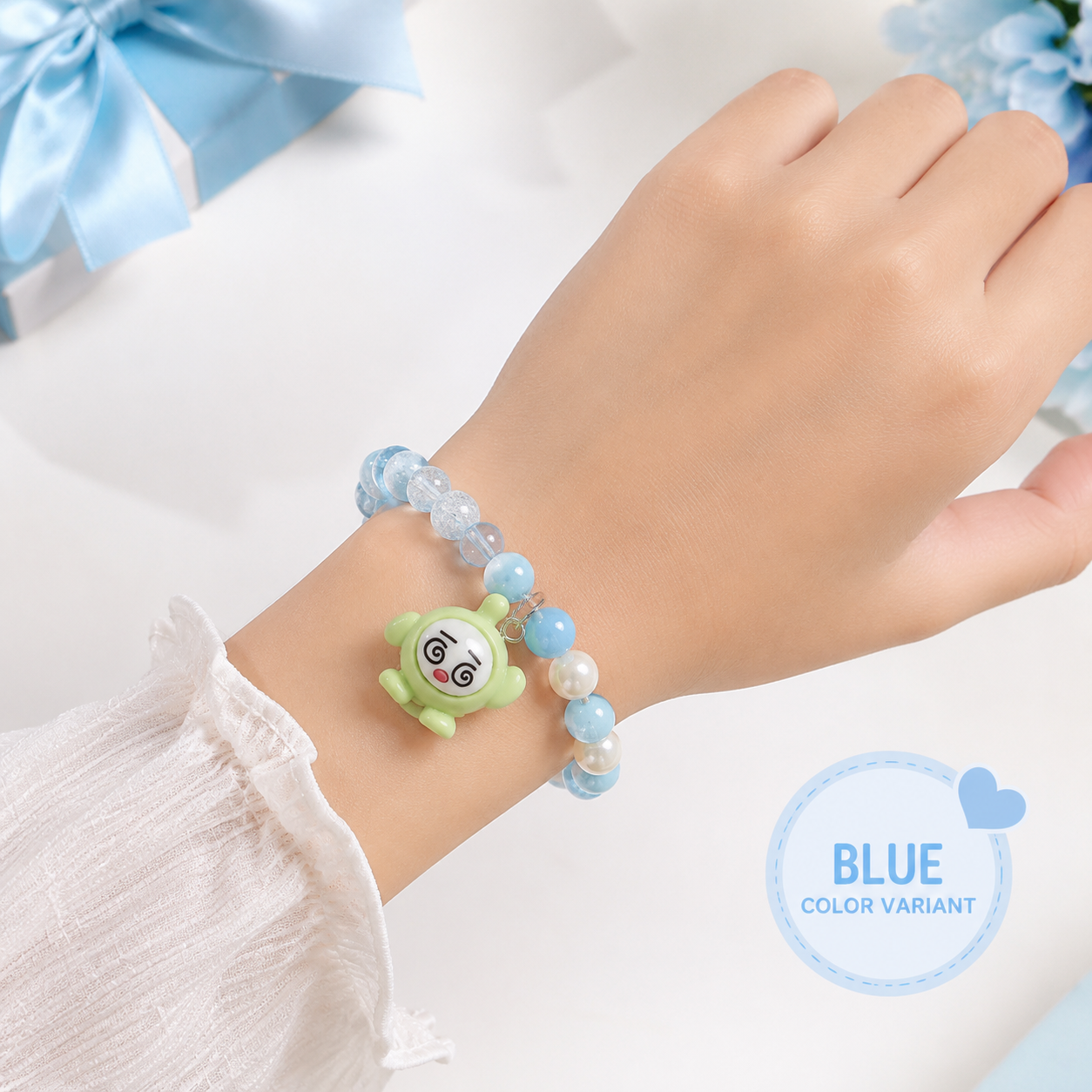 Kids Colourful Beaded Bracelet – Blue Cartoon Charm Gift Box Kids Colourful Beaded Bracelet – Blue Cartoon Charm Gift Box - Image 1