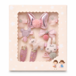 Luxury Handmade Girls Hair Clips Gift Box – Pink Bunny Design