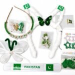 Pakistan Independence Day Accessories Set for Girls – 14 August Green & White Celebration Pack